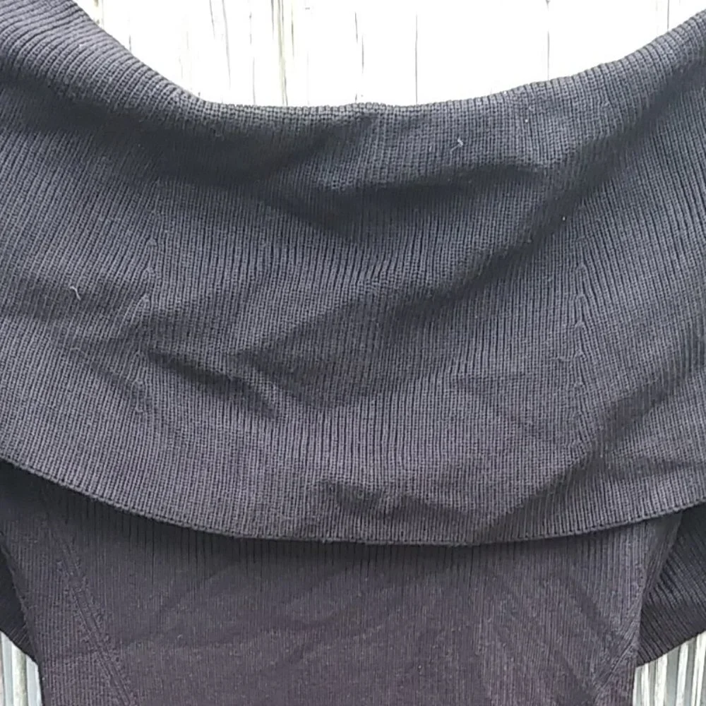 White House Black Market Black Sweater with Cowl, Peekaboo Area & Bow - XS NWT